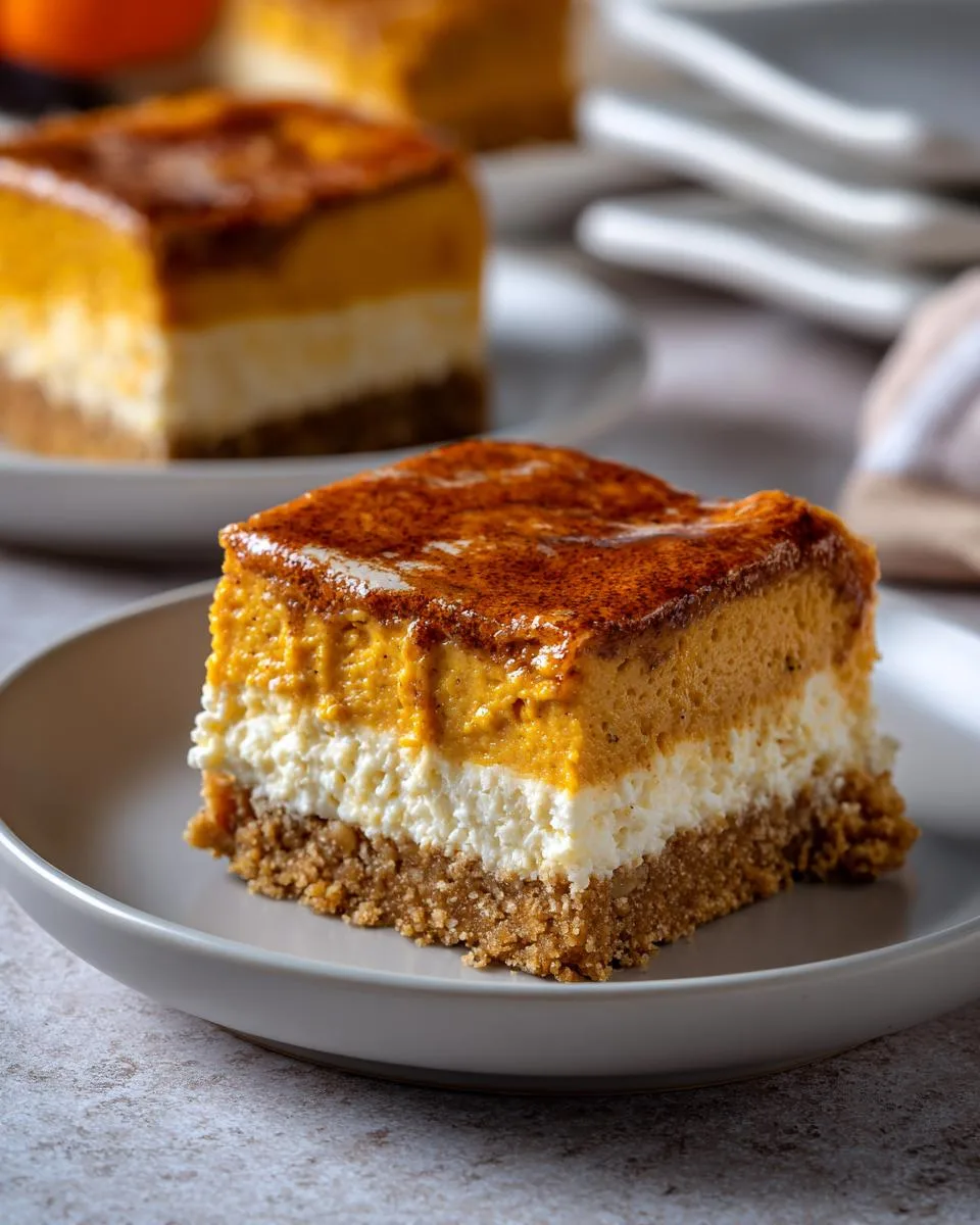 Pumpkin Cottage Cheese Cheesecake Bars - detail 1