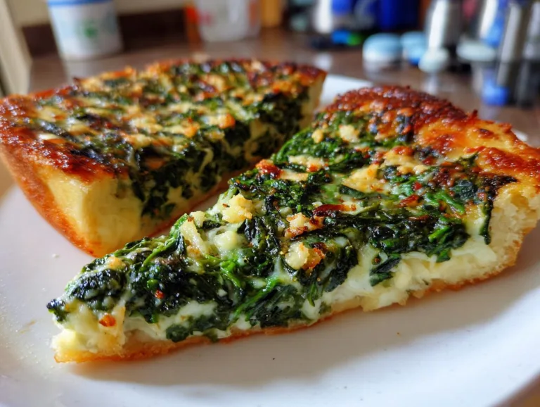Spinach Pizza On Cottage Cheese Crust