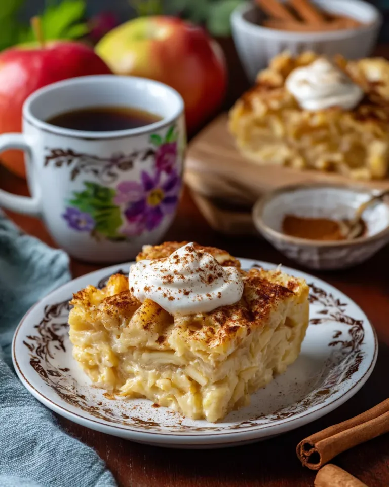 Serving suggestion for creamy apple cottage cheese bake