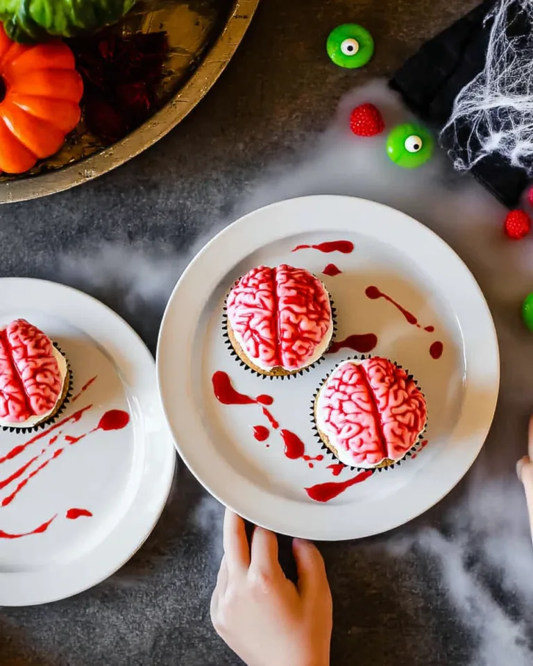 Kids grabbing zombie cupcakes at party