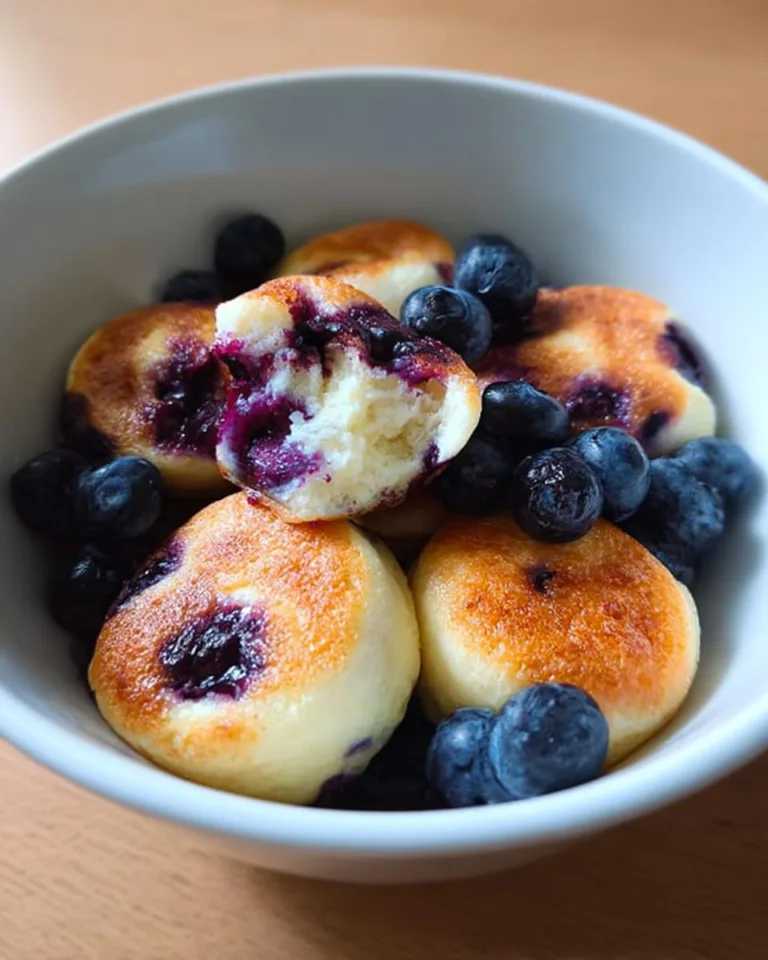 Blueberry Cottage Cheese Pancake Bites