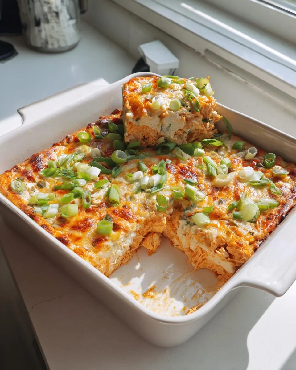 45-Minute Buffalo Chicken Pizza Cottage Cheese Bake
