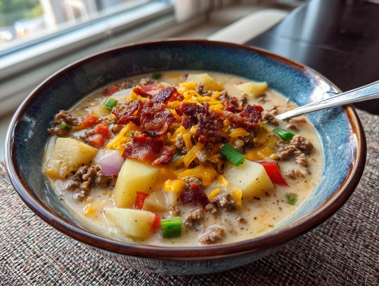 35-Minute Cheeseburger Soup Recipe Your Family Will Crave
