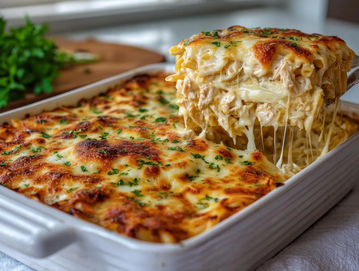 Creamy Chicken Alfredo Cottage Cheese Bake