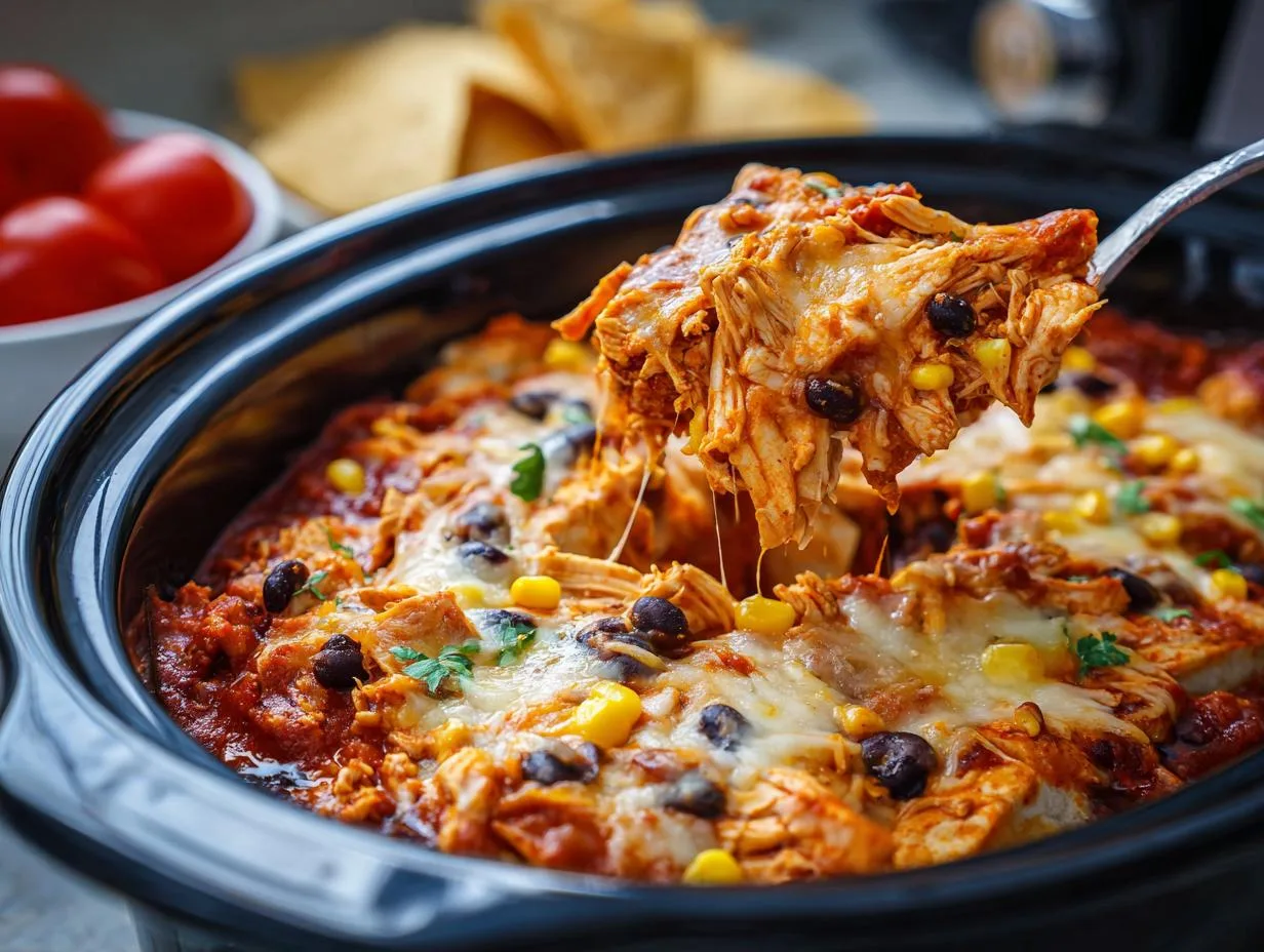 Simple 4-Ingredient Chicken Enchilada Crock Pot Magic