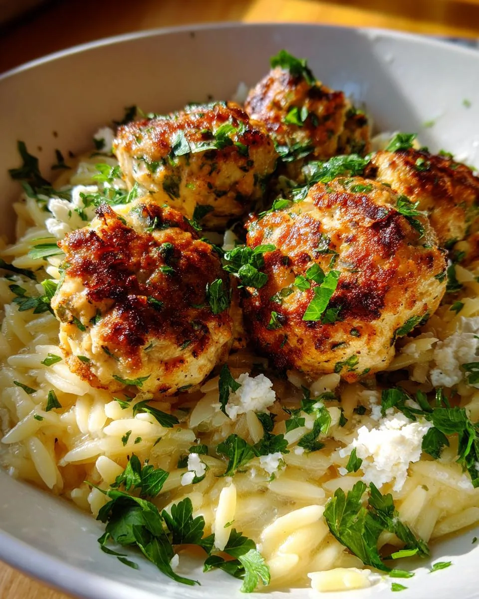 Greek Chicken Meatballs with Lemon Orzo - detail 3