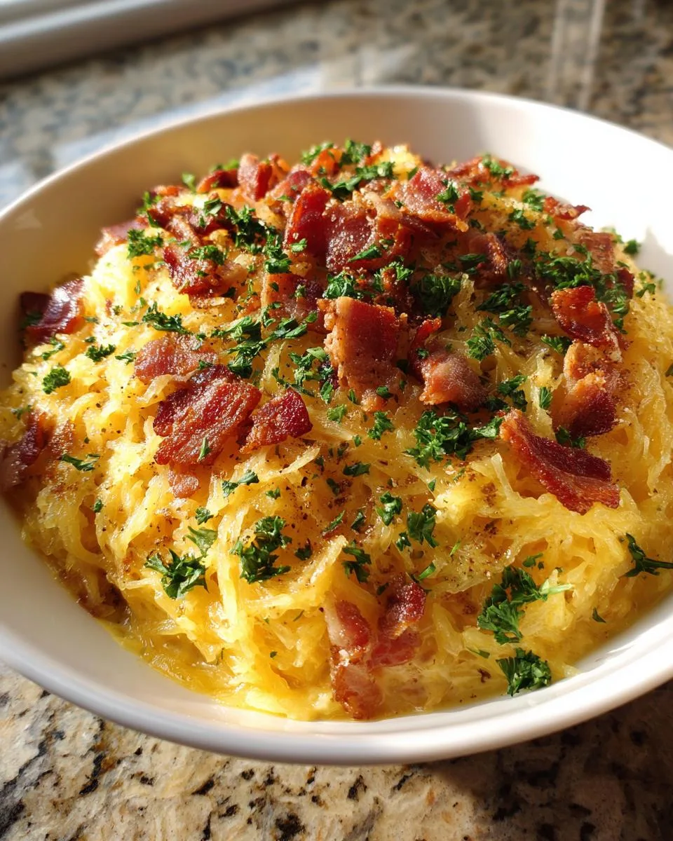 Keto Spaghetti Squash Carbonara - detail 2