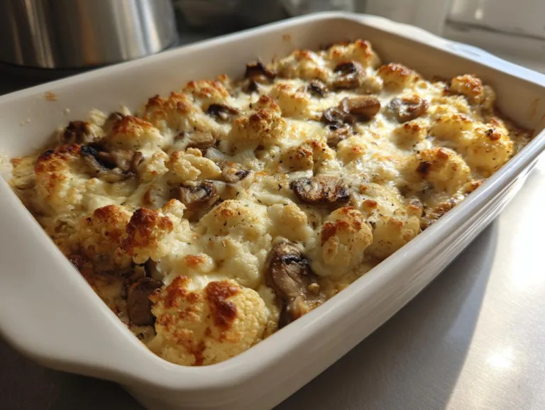 Mushroom and Cauliflower Cottage Cheese Bake
