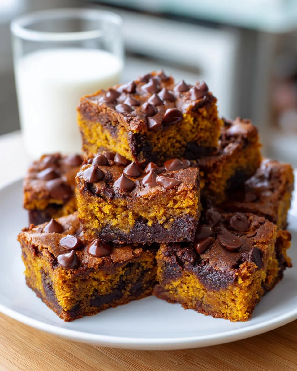 pumpkin chocolate chip bars - detail 1