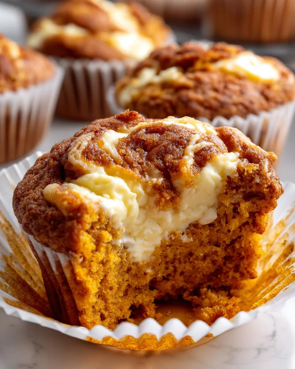pumpkin cream cheese swirl muffins - detail 1