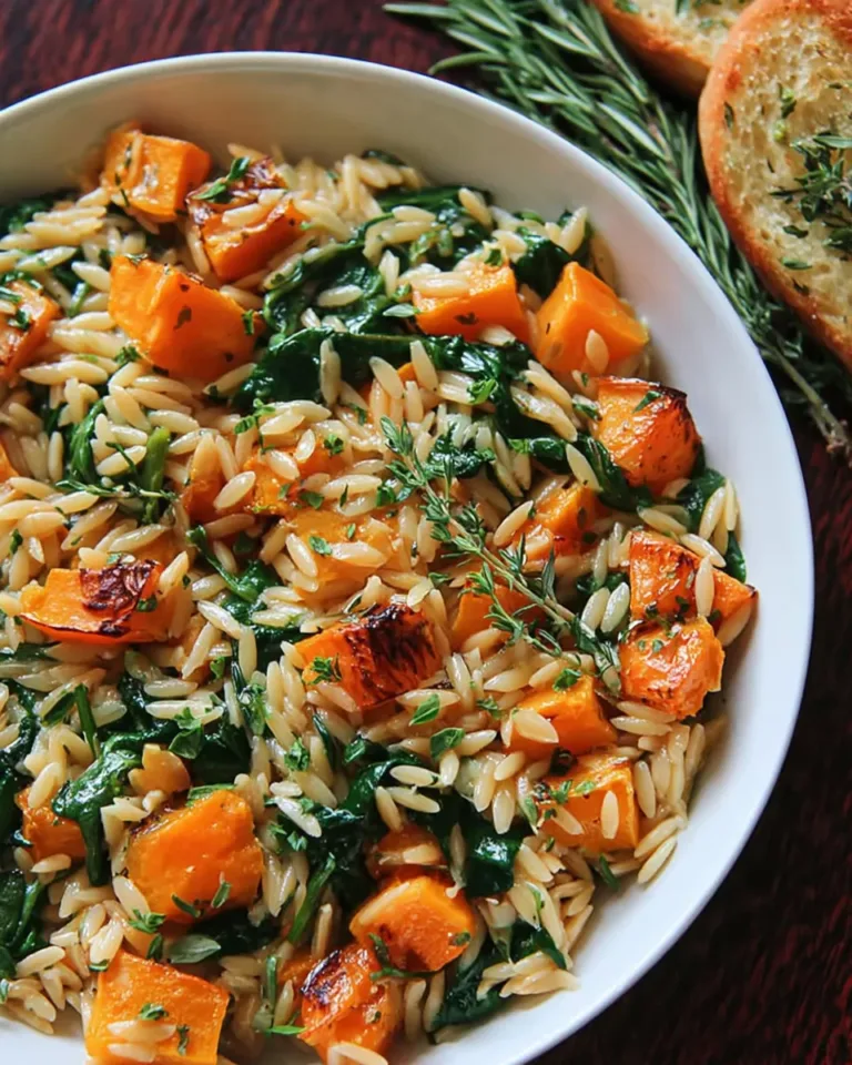 Serving orzo with roasted butternut squash