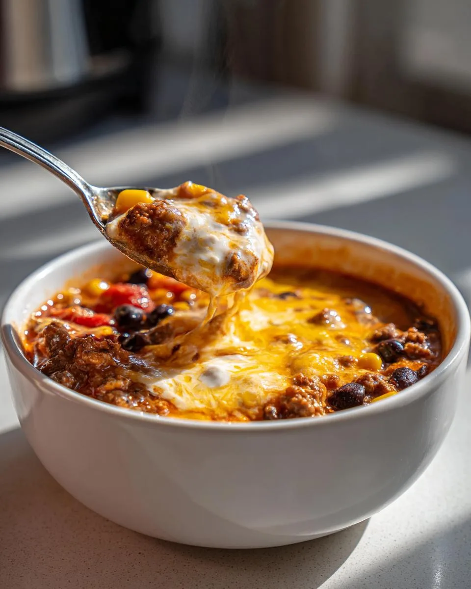 Cheesy Ground Beef Taco Soup - detail 2
