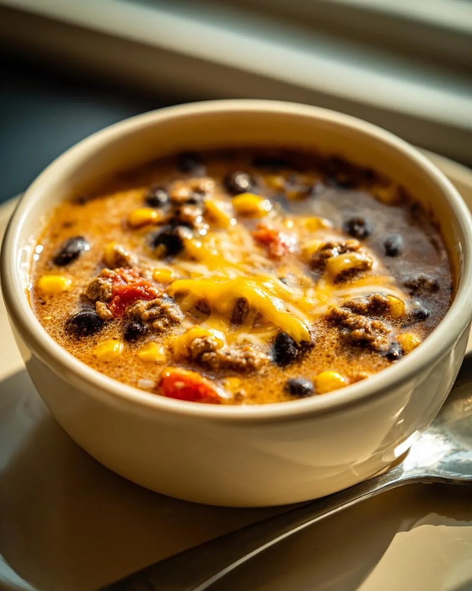 Cheesy Ground Beef Taco Soup - detail 3
