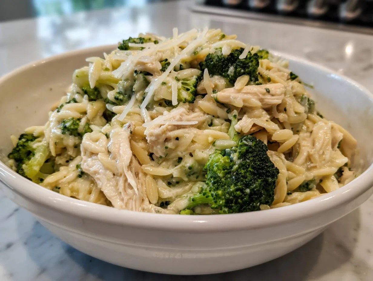 30-Minute One Pot Chicken Broccoli Orzo – Cheesy Comfort Magic