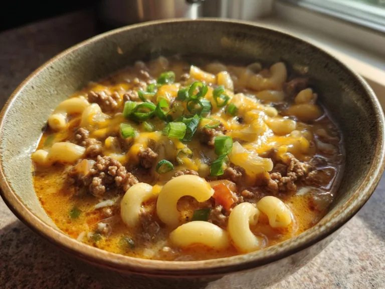 One-Pot Macaroni Cheeseburger Soup