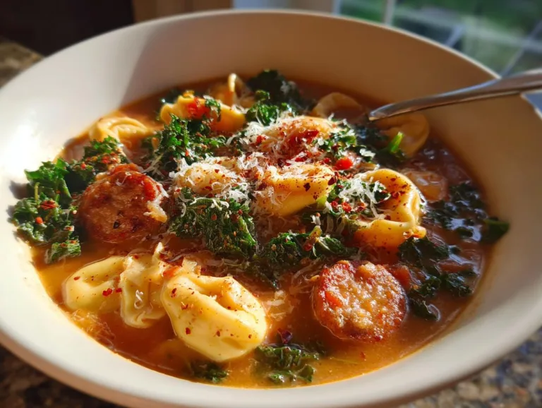 Tortellini Soup with Sausage and Kale