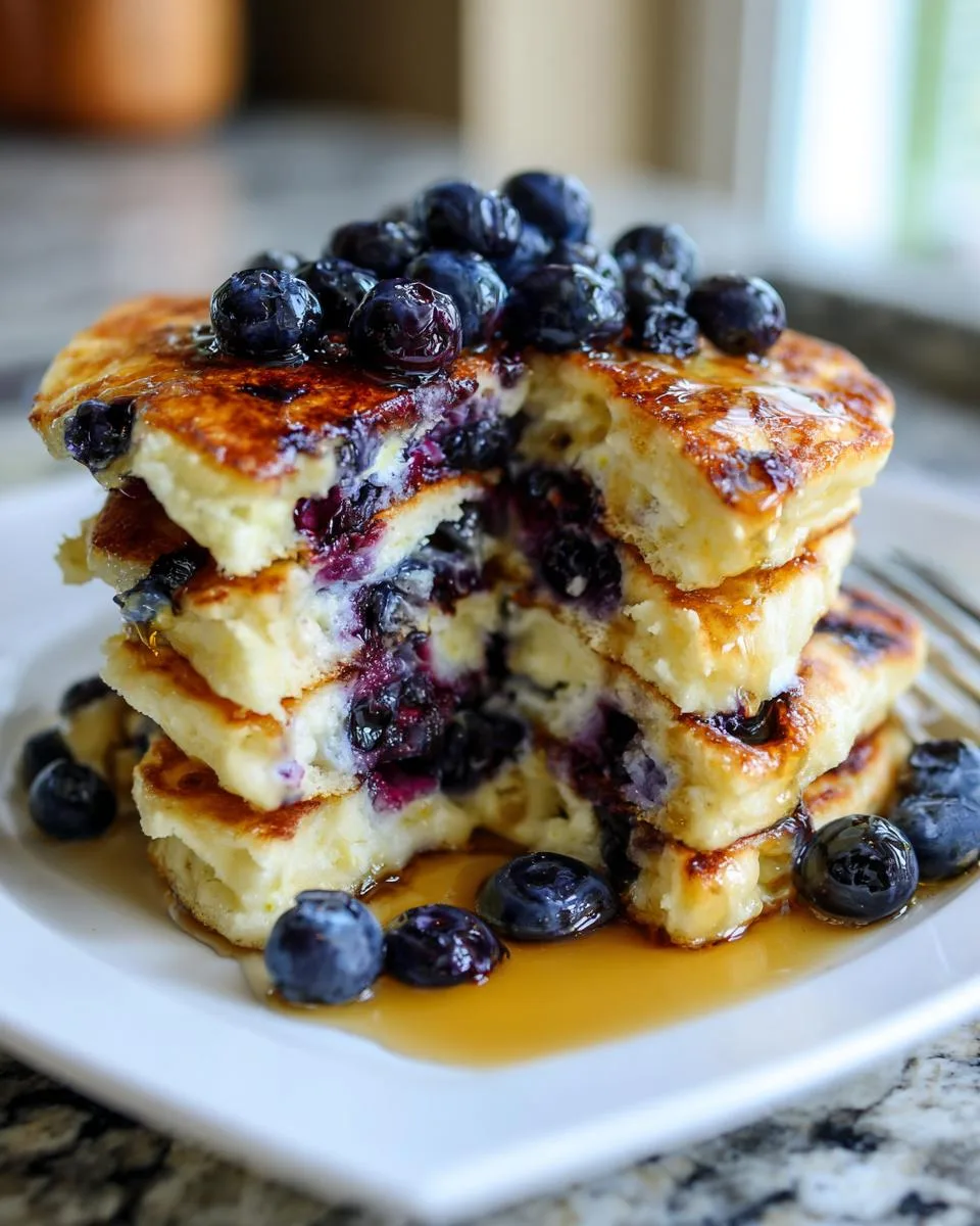 Blueberry Cottage Cheese Cloud Pancakes - detail 2