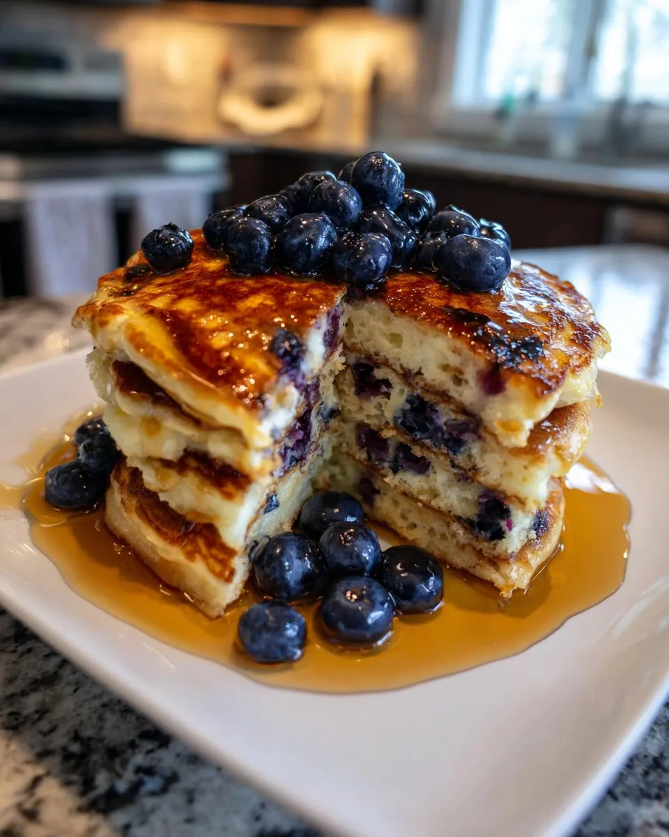 Blueberry Cottage Cheese Cloud Pancakes - detail 3