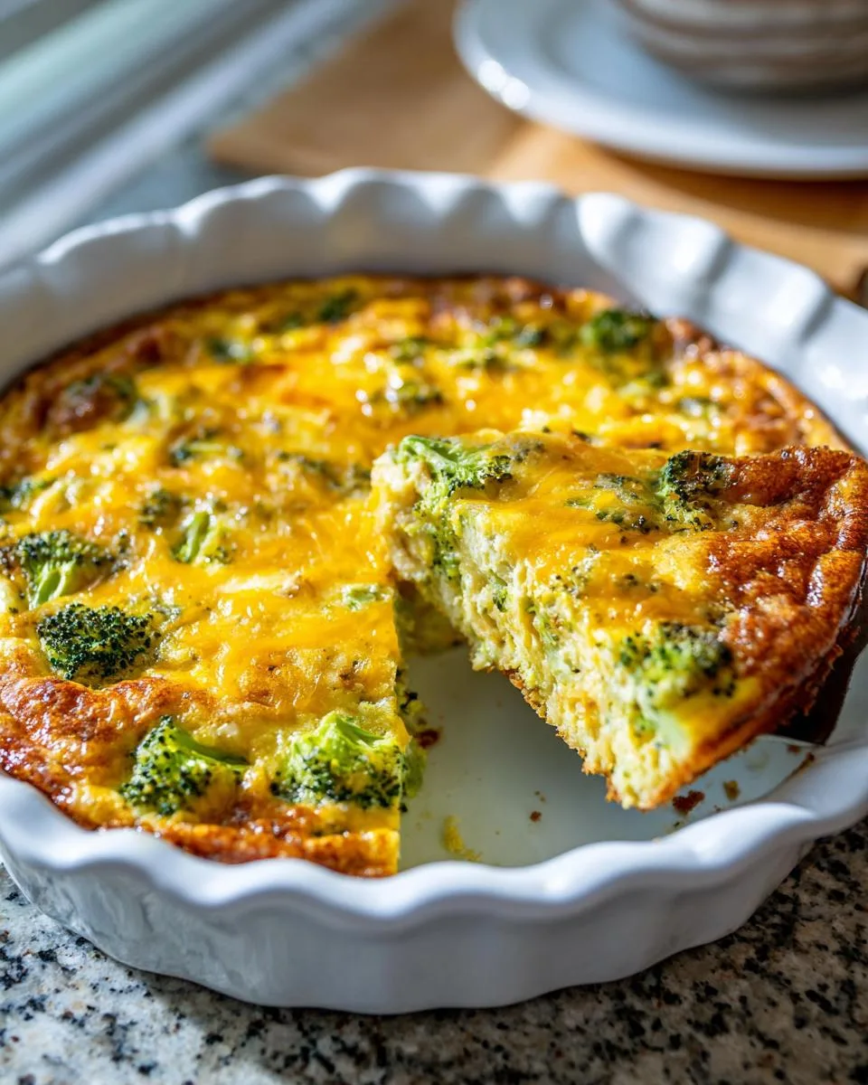 Broccoli and Cheddar Crustless Quiche - detail 1