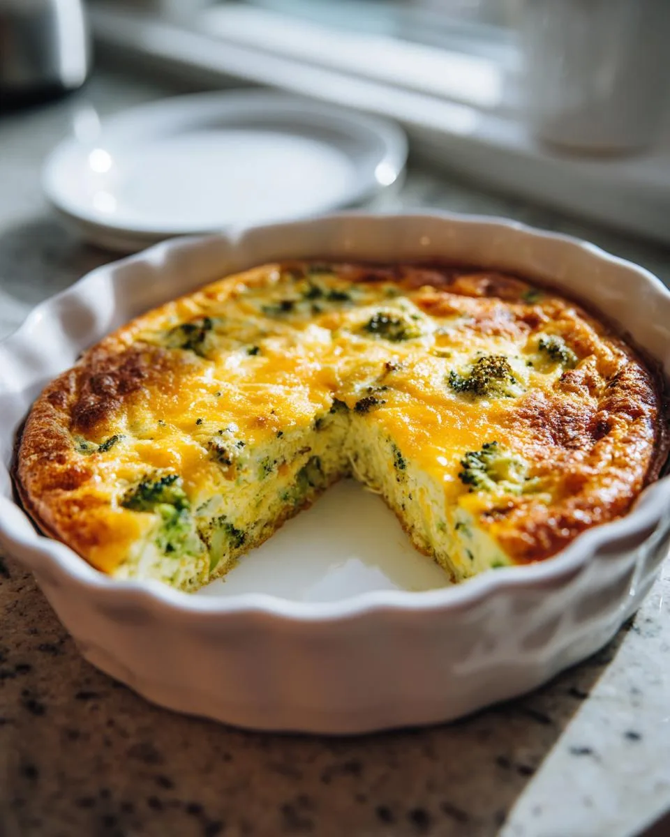 Broccoli and Cheddar Crustless Quiche - detail 2