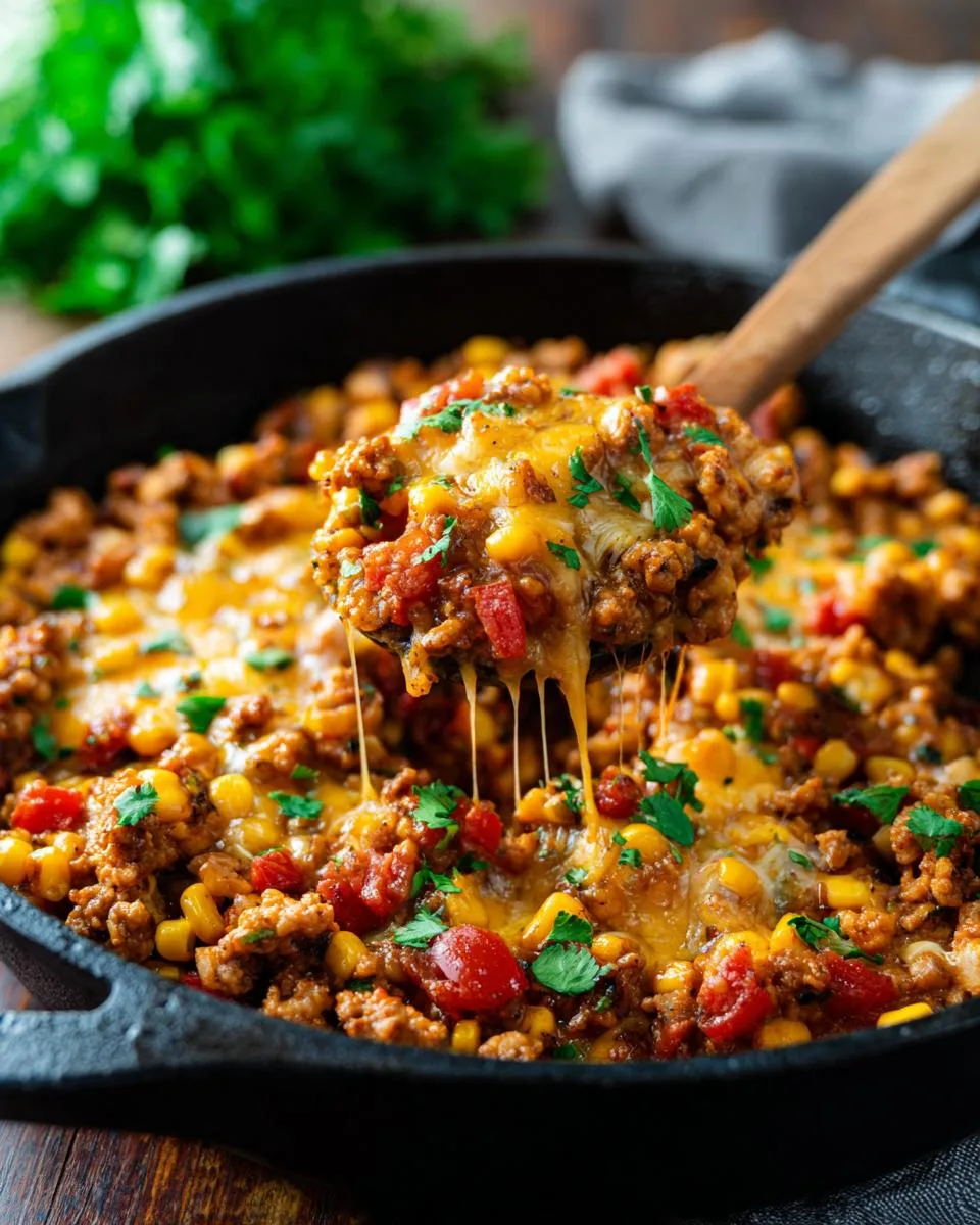 Cheesy Ground Chicken Skillet - detail 3