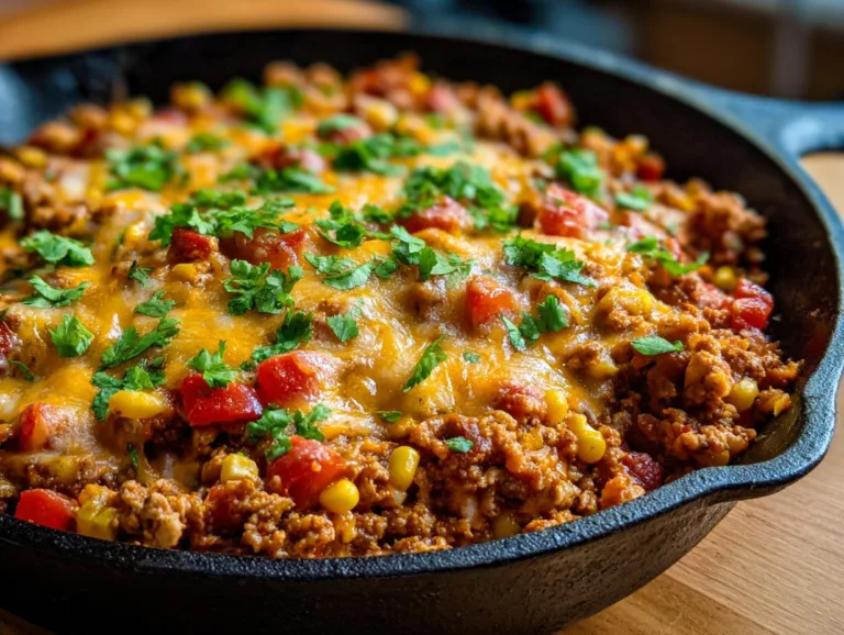 Cheesy Ground Chicken Skillet