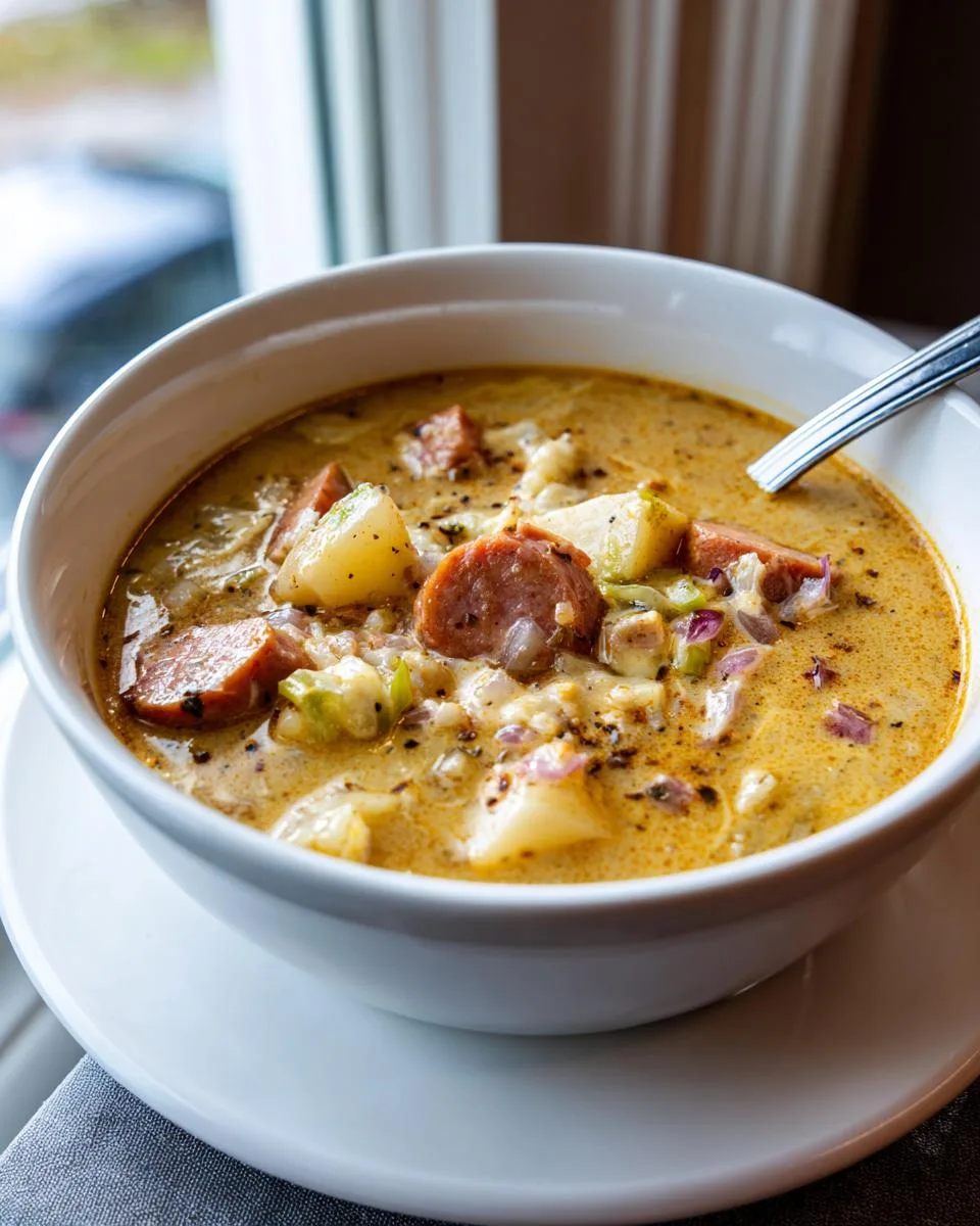 Cheesy Potato Kielbasa Soup - detail 1