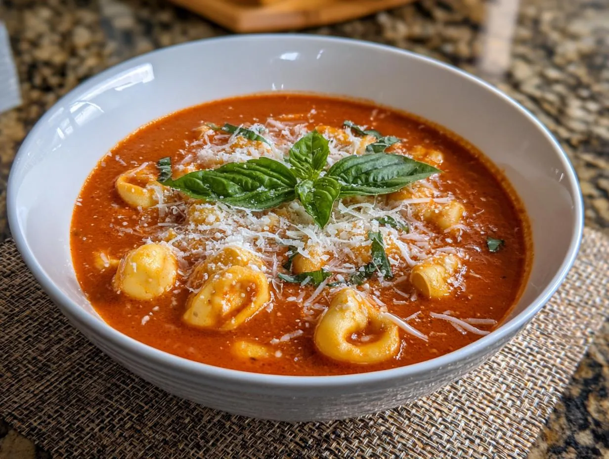 Creamy Crockpot Tomato Tortellini Soup in Just 4 Steps