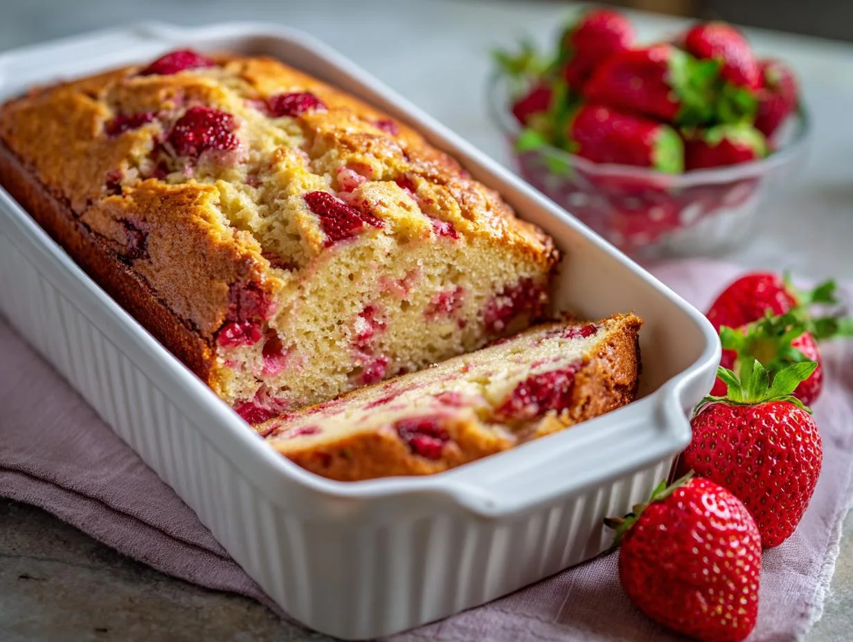 Amazing 10g Protein Flourless Strawberry Cottage Cheese Loaf