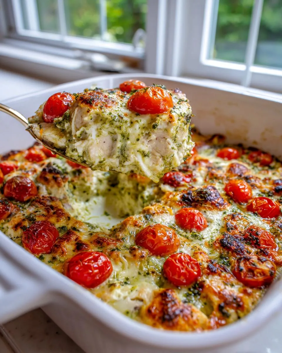 Pesto Chicken and Tomato Cottage Cheese Bake - detail 1
