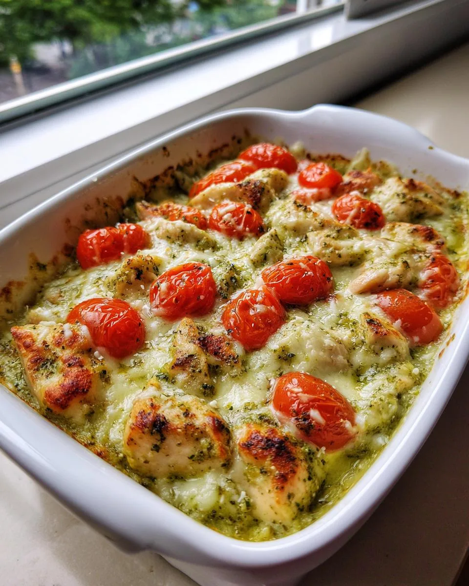 Pesto Chicken and Tomato Cottage Cheese Bake - detail 3