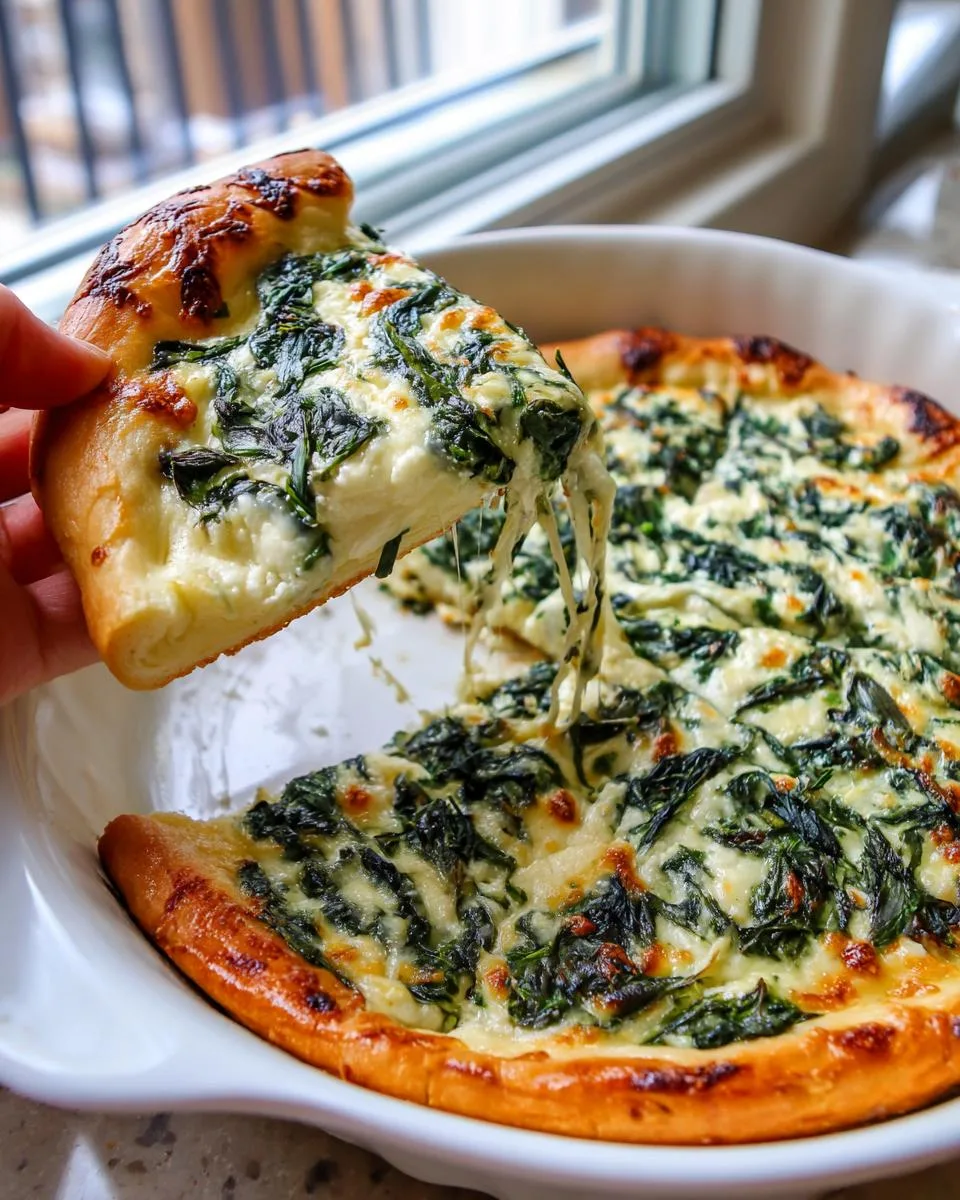 Garlic and Spinach White Pizza - detail 1