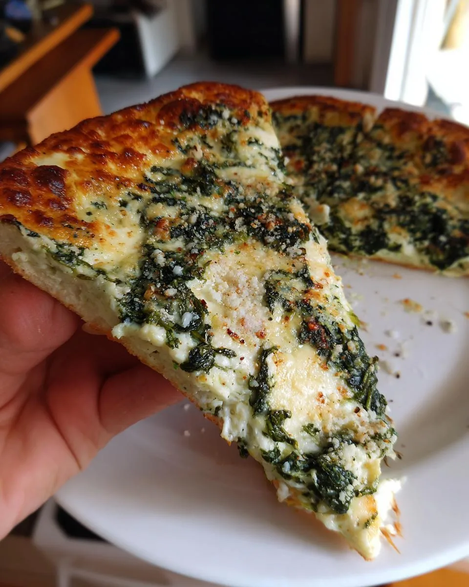 Garlic and Spinach White Pizza - detail 2