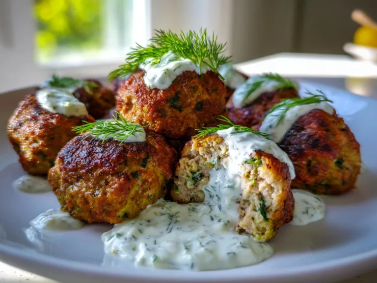 Greek Turkey Meatballs with Tzatziki