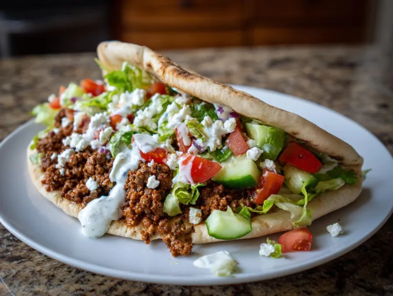 Mediterranean Ground Beef Pita Pockets
