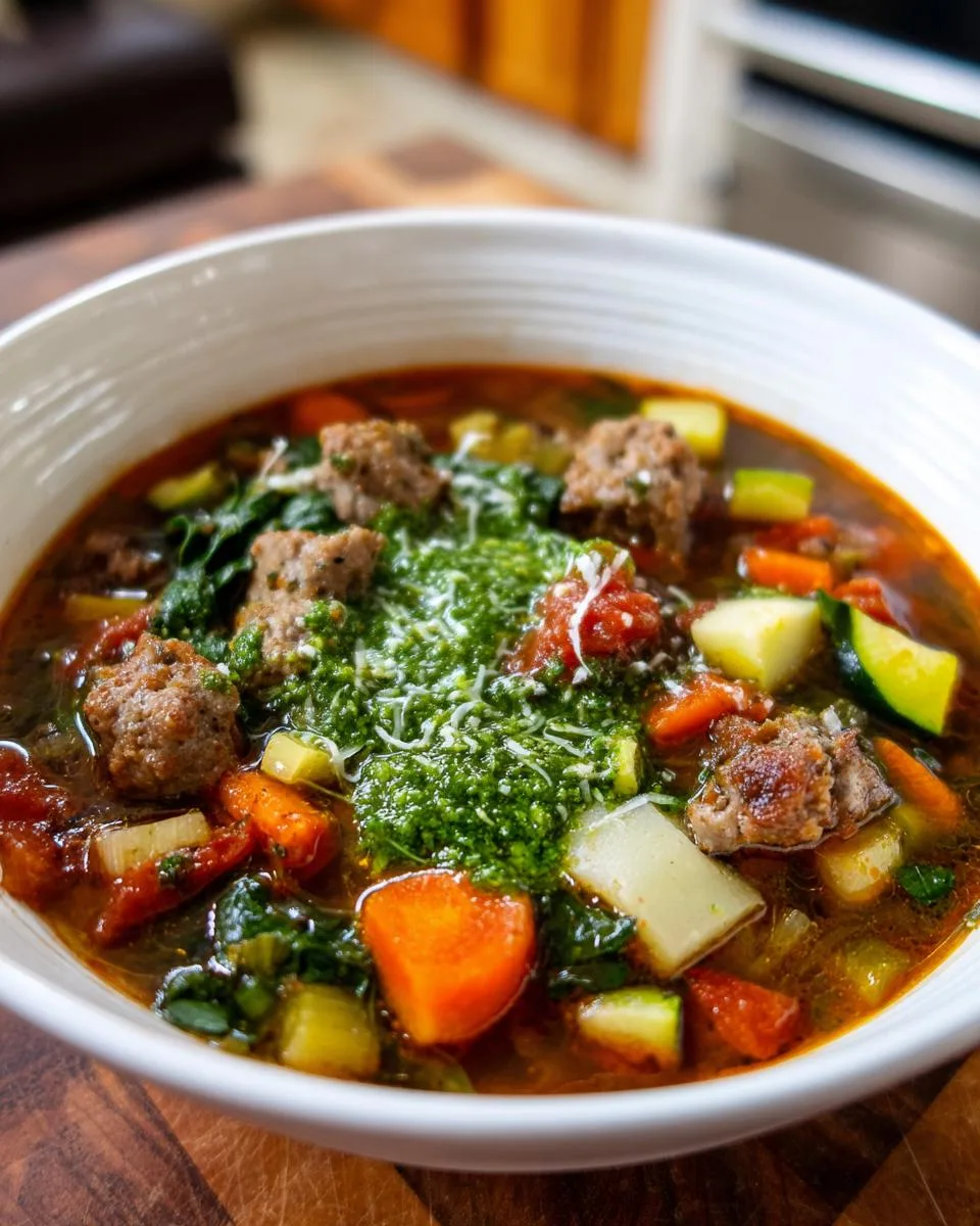 Minestrone with Sausage and Pesto - detail 1