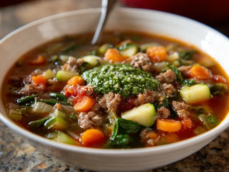Minestrone with Sausage and Pesto