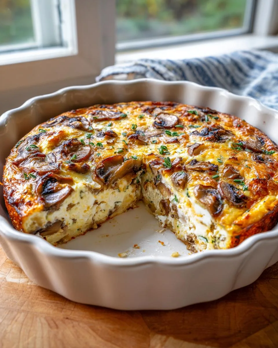 Mushroom Swiss Crustless Cottage Cheese Quiche - detail 2