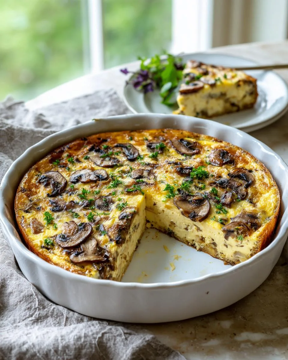 Mushroom Swiss Crustless Cottage Cheese Quiche - detail 3