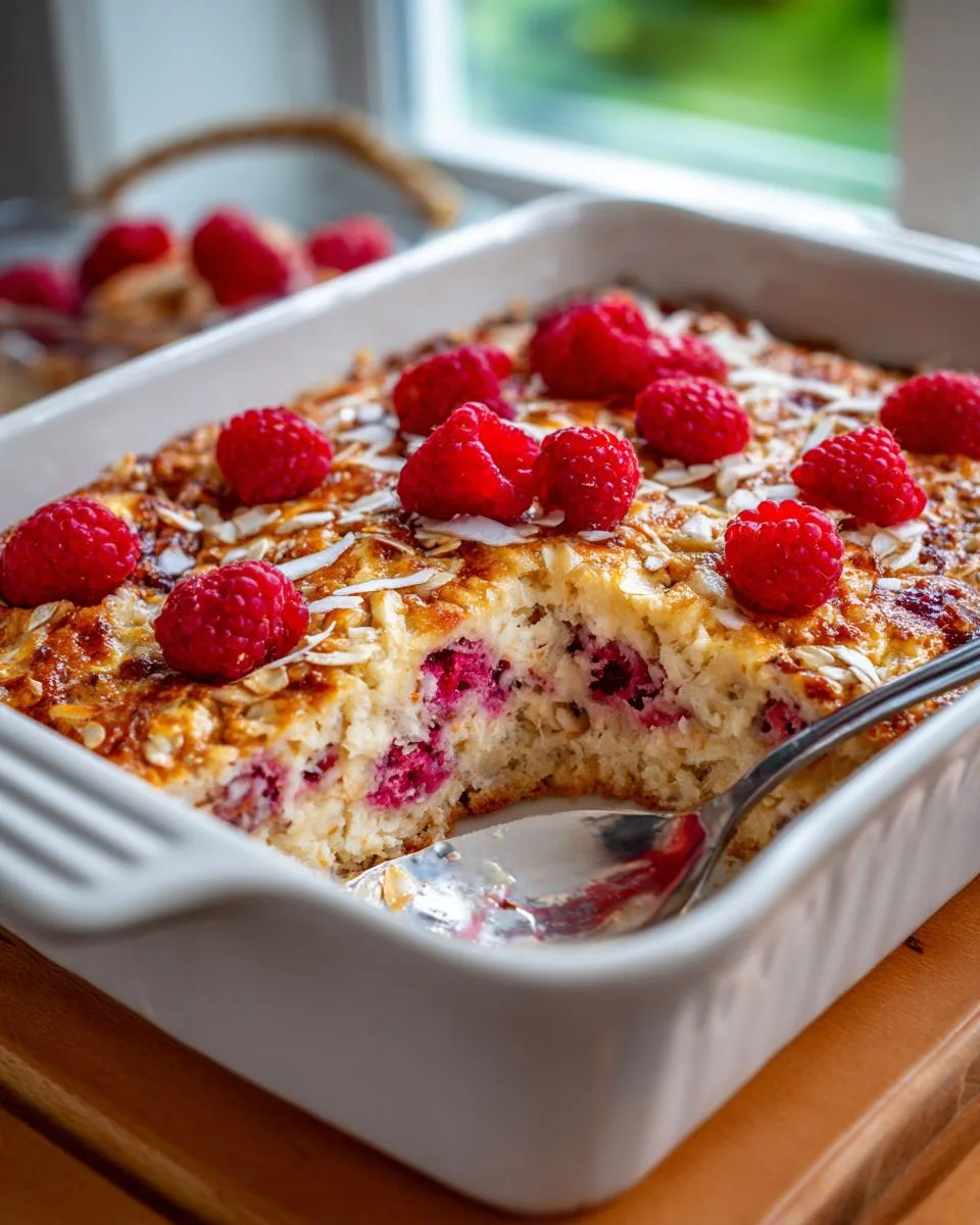 Raspberry Coconut Cottage Cheese Bake - detail 2