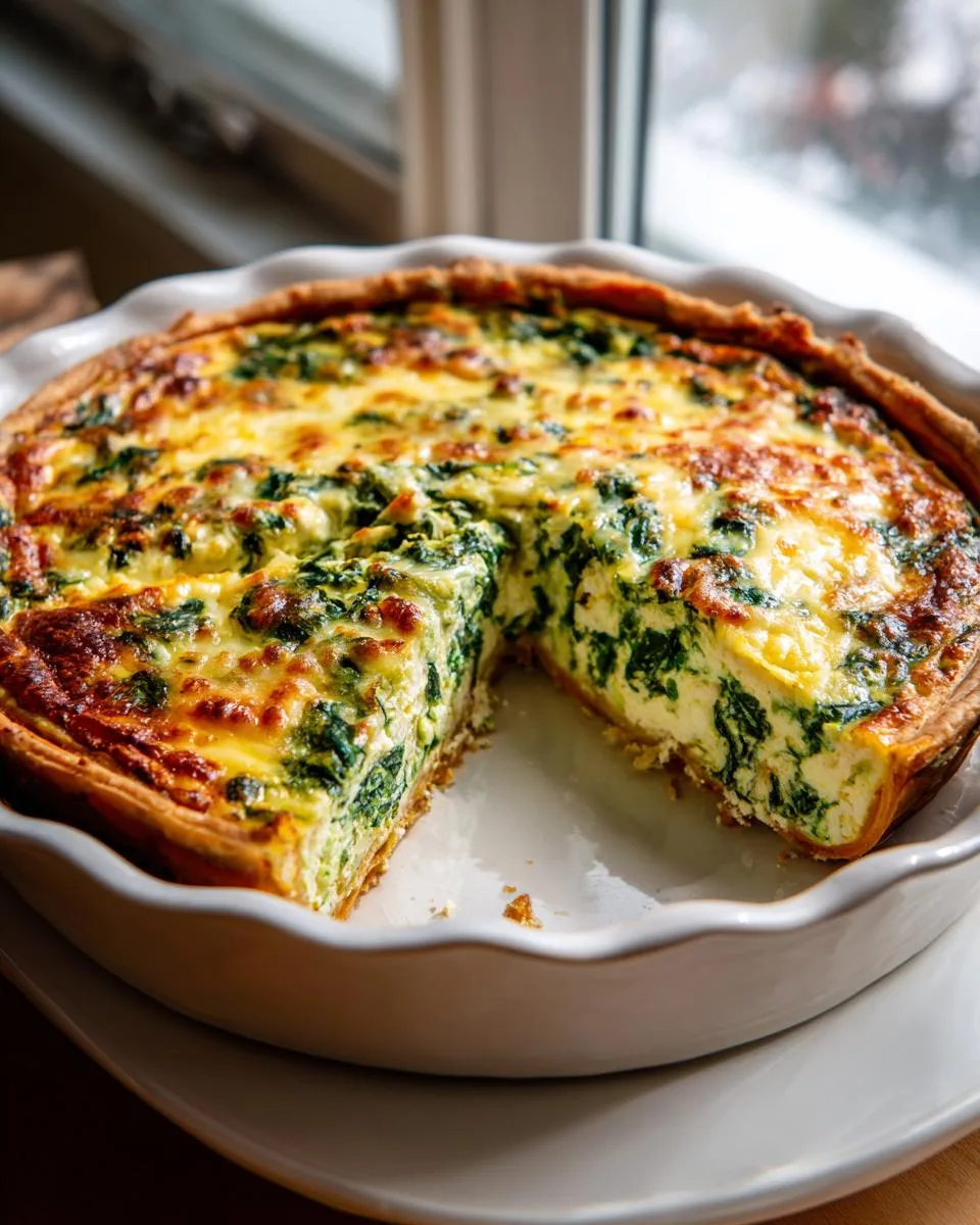 Sweet Potato Crust Spinach Quiche with cottage cheese - detail 3