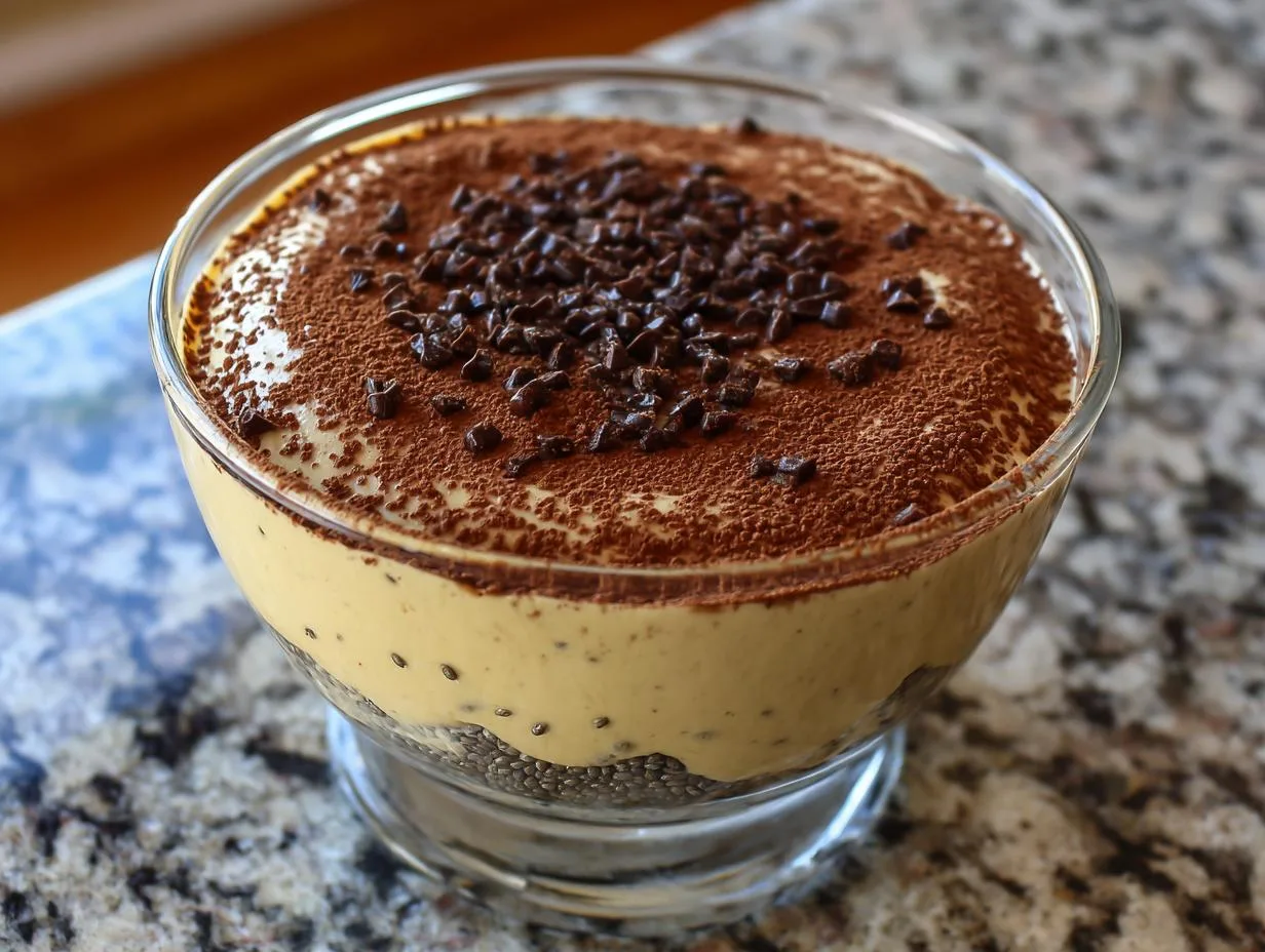 Dreamy Tiramisu Cottage Cheese Chia Mousse in Just 5 Minutes