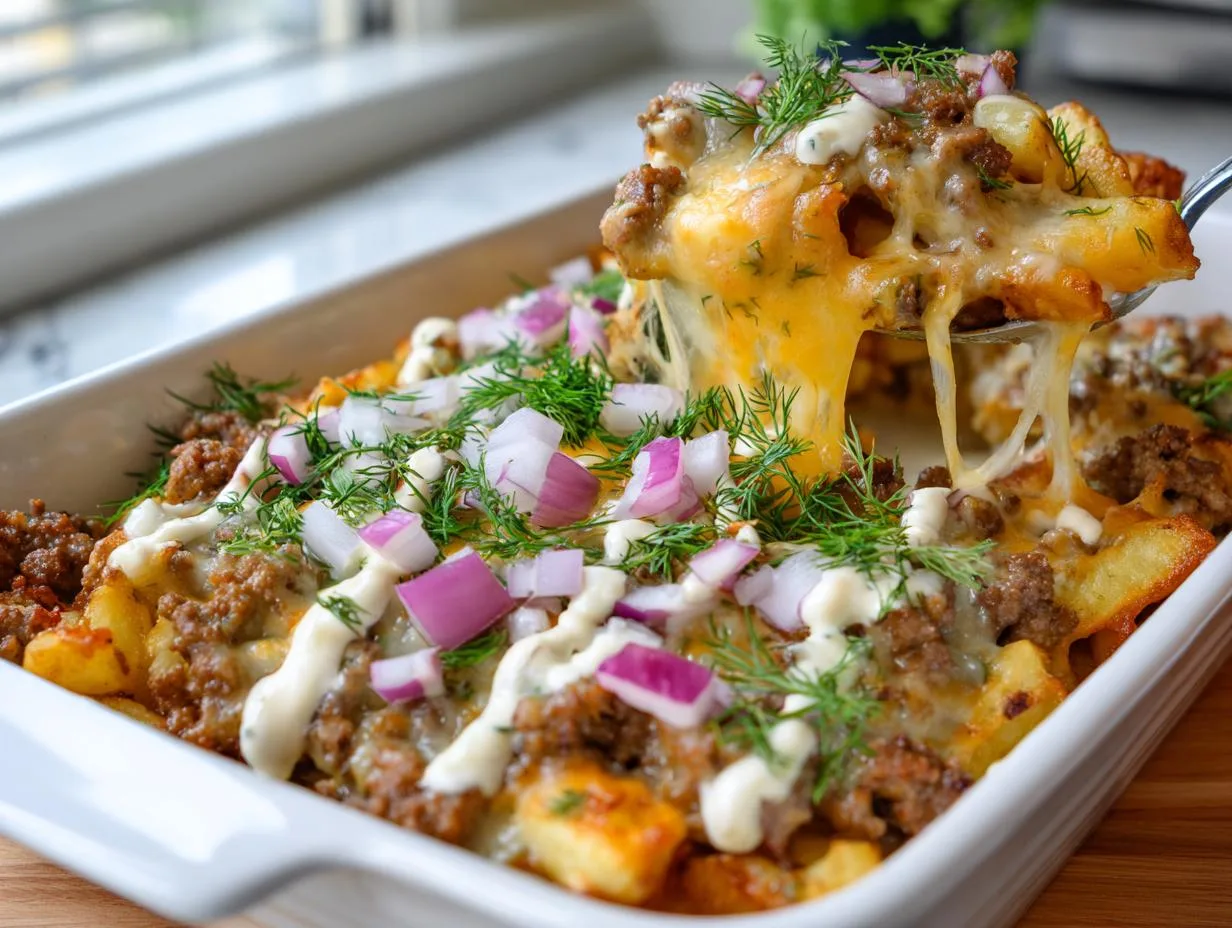 Irresistible Cheeseburger French Fry Casserole in 30 Minutes