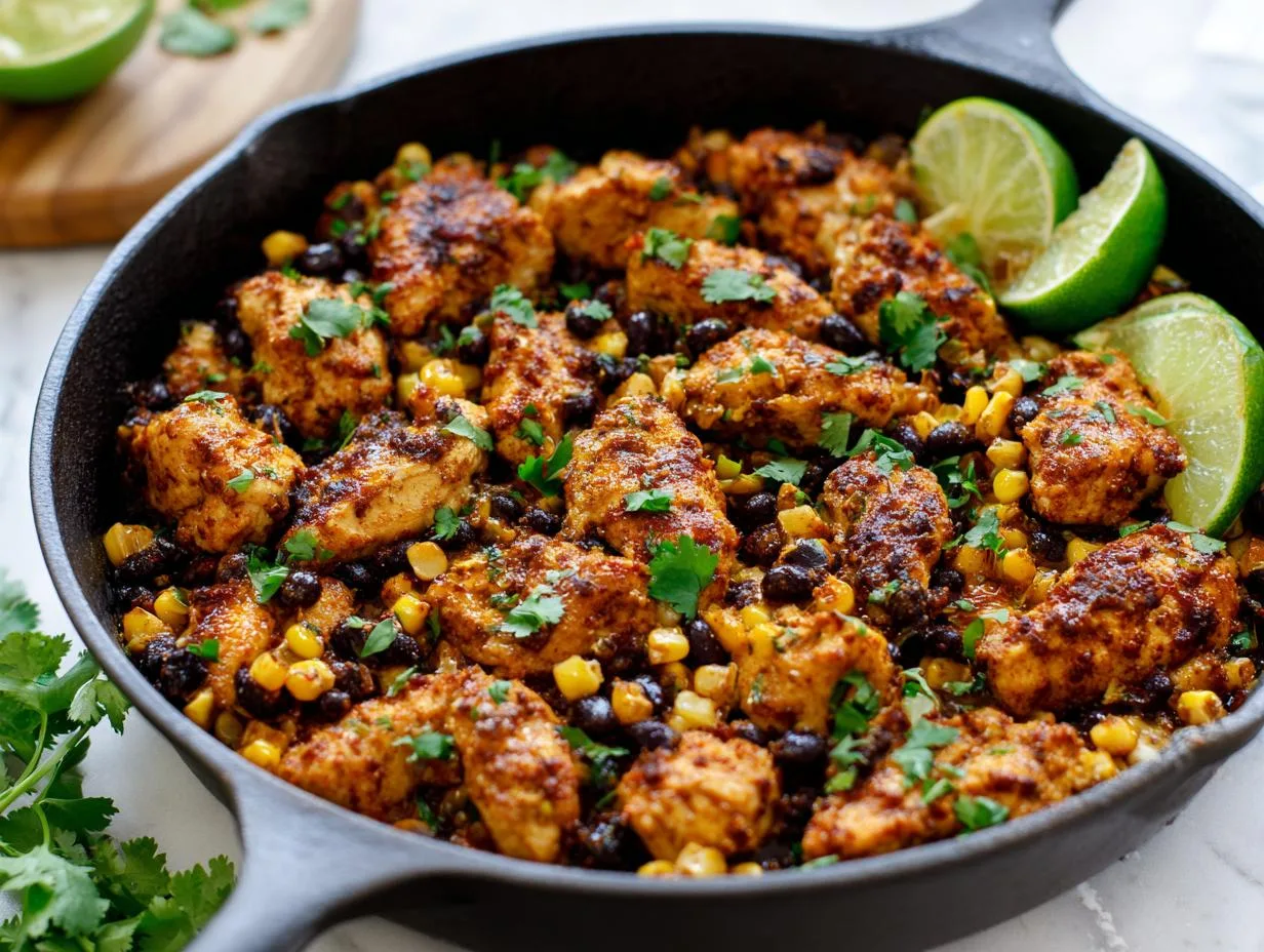25-Minute Chicken Black Bean Cottage Cheese Skillet
