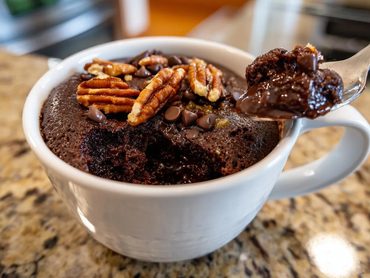 70s Chocolate Chip Pecan Lava Mug Cake – Irresistible & Ready in 5