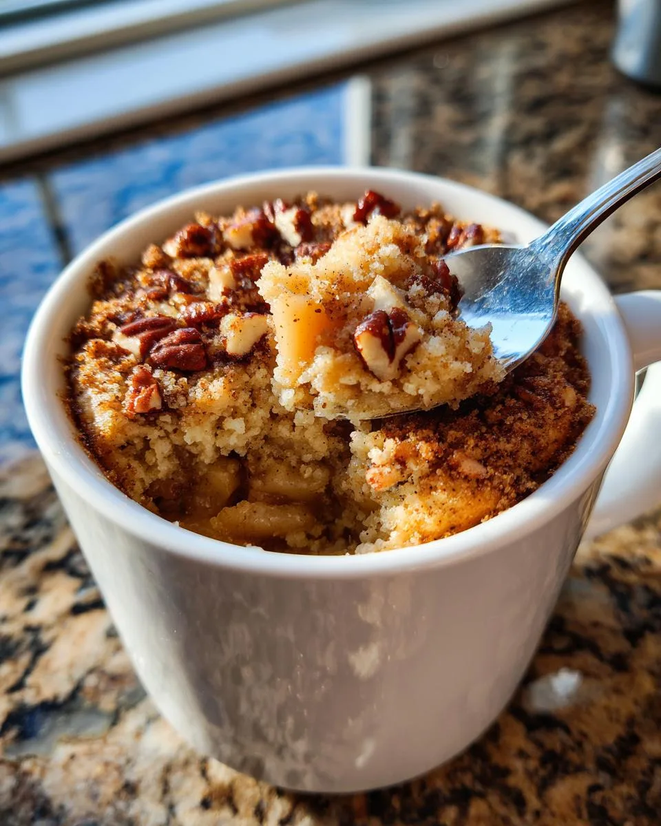Cinnamon Apple Pecan Cobbler Mug Cake - detail 1