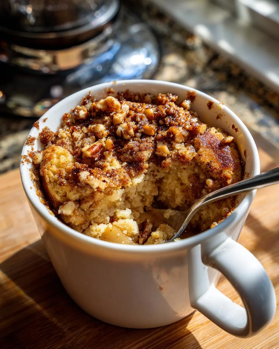 Cinnamon Apple Pecan Cobbler Mug Cake - detail 2