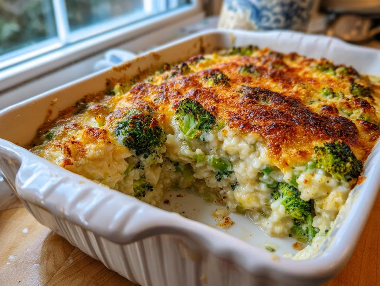 Moist & Cheesy Easter Broccoli Rice Casserole Bake