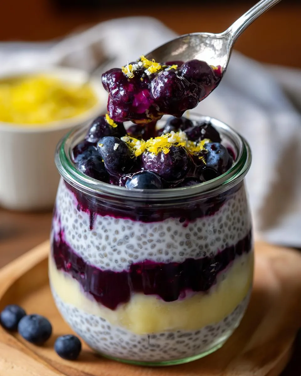 Lemon Curd Blueberry Layered Chia Pudding - detail 2