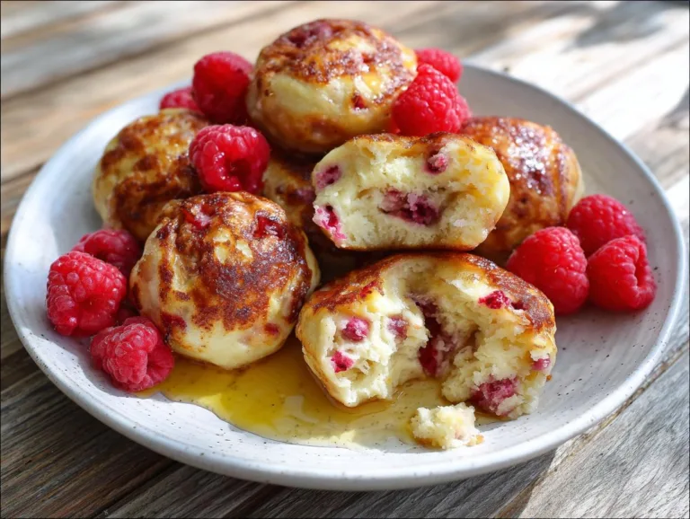 Lemon Raspberry Cottage Cheese Pancake Bites